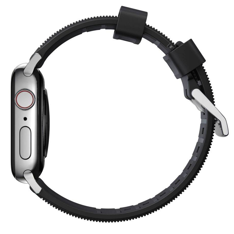 Nomad Rugged Strap Black Connectoor Silver 42/44/45