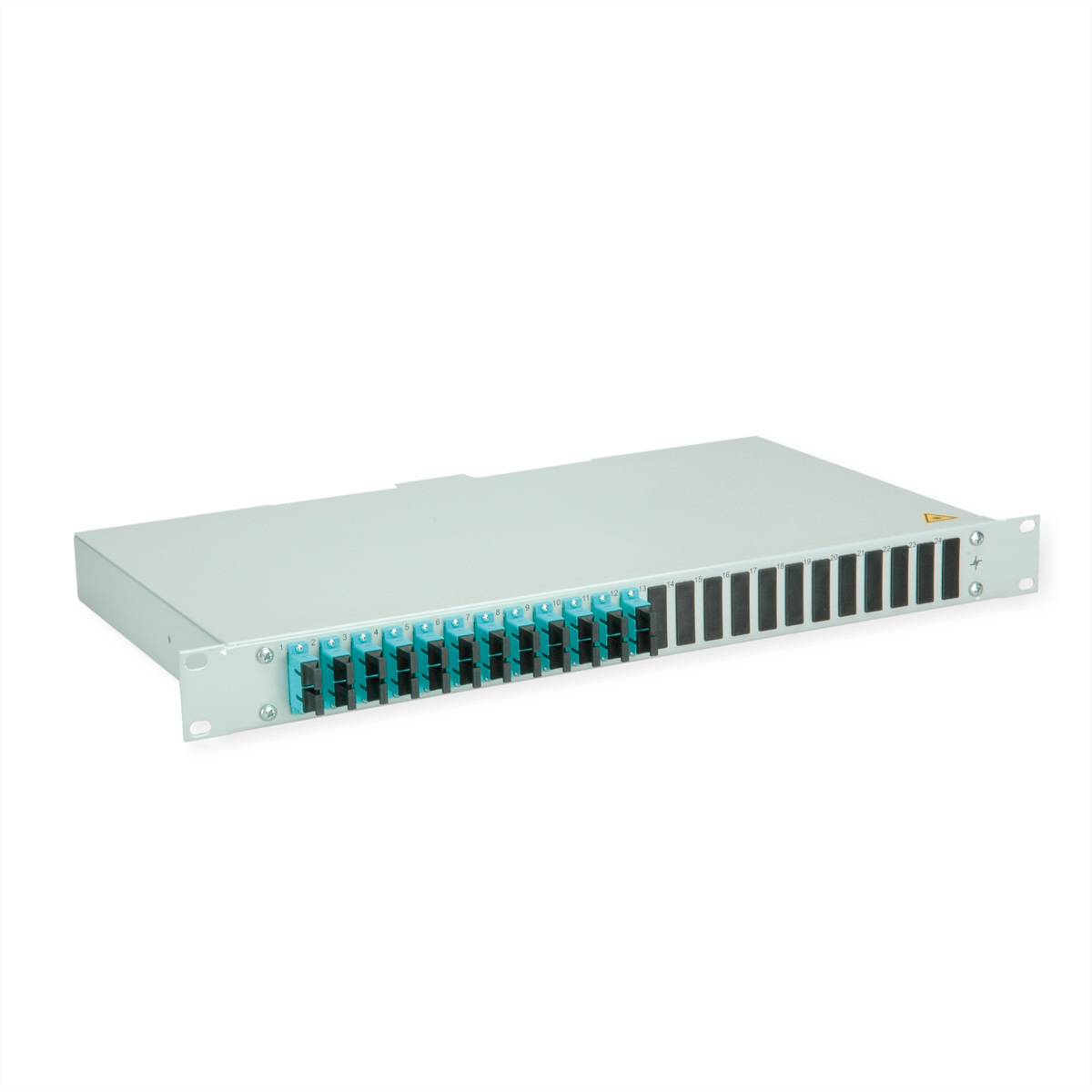 TELEGÄRTNER BASIS eco LWL-Panel mit Kupplungen, 12x SC Duplex, türkis, OM3