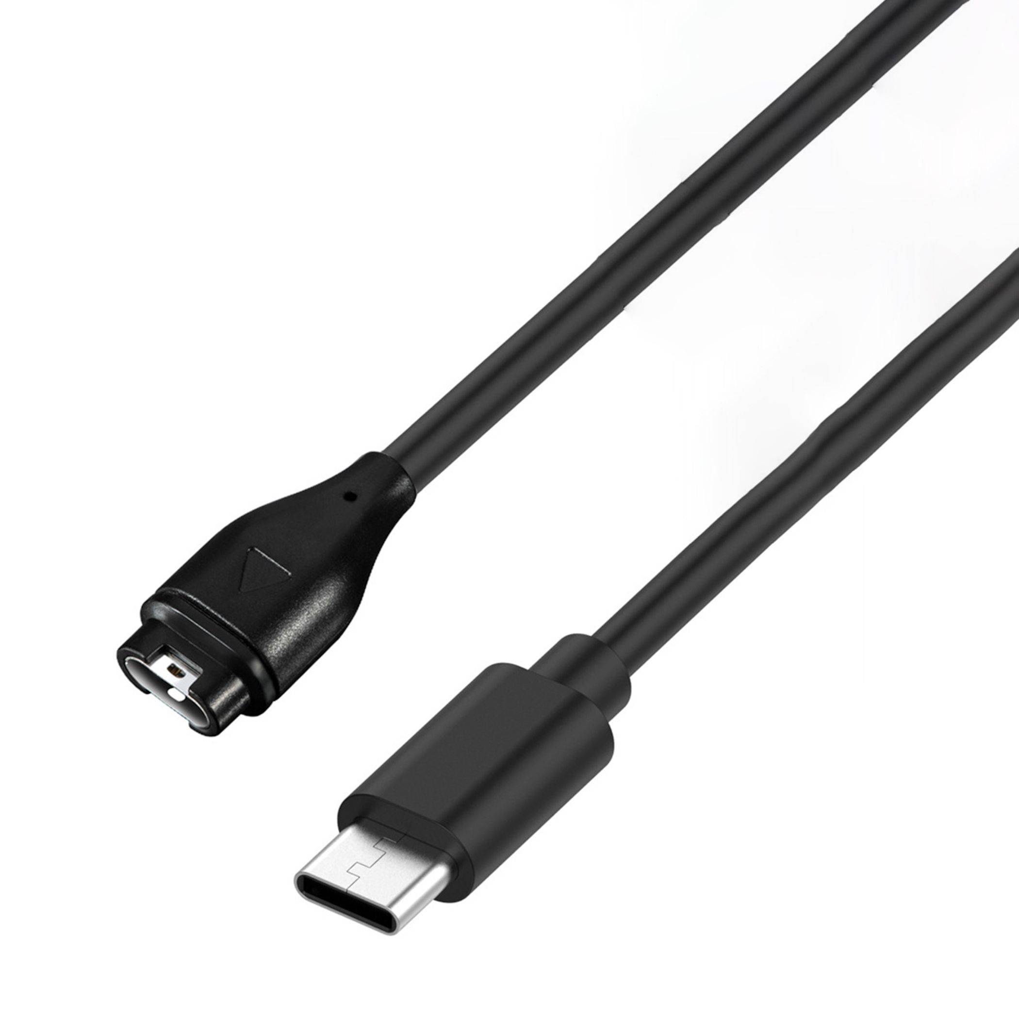 Ladekabel Smartwatch für Garmin Fenix 8 Amoled / Vivoactive 6 USB-C 1m Schwarz