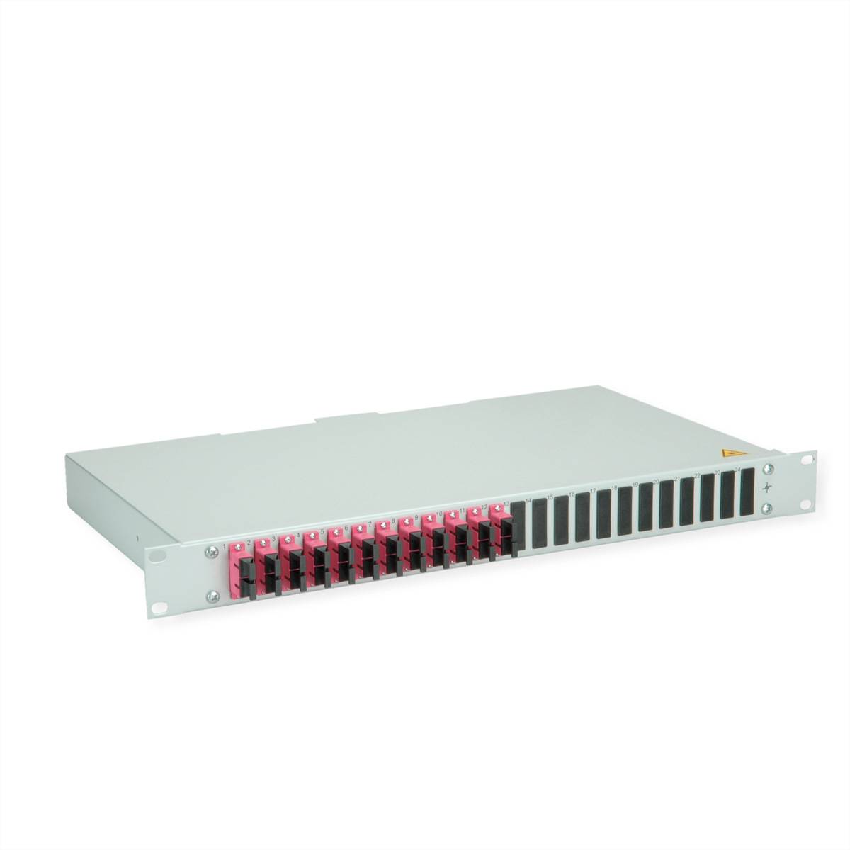 TELEGÄRTNER BASIS eco LWL-Panel mit Kupplungen & Pigtails, 12x SC Duplex, violett, OM4, Grade C