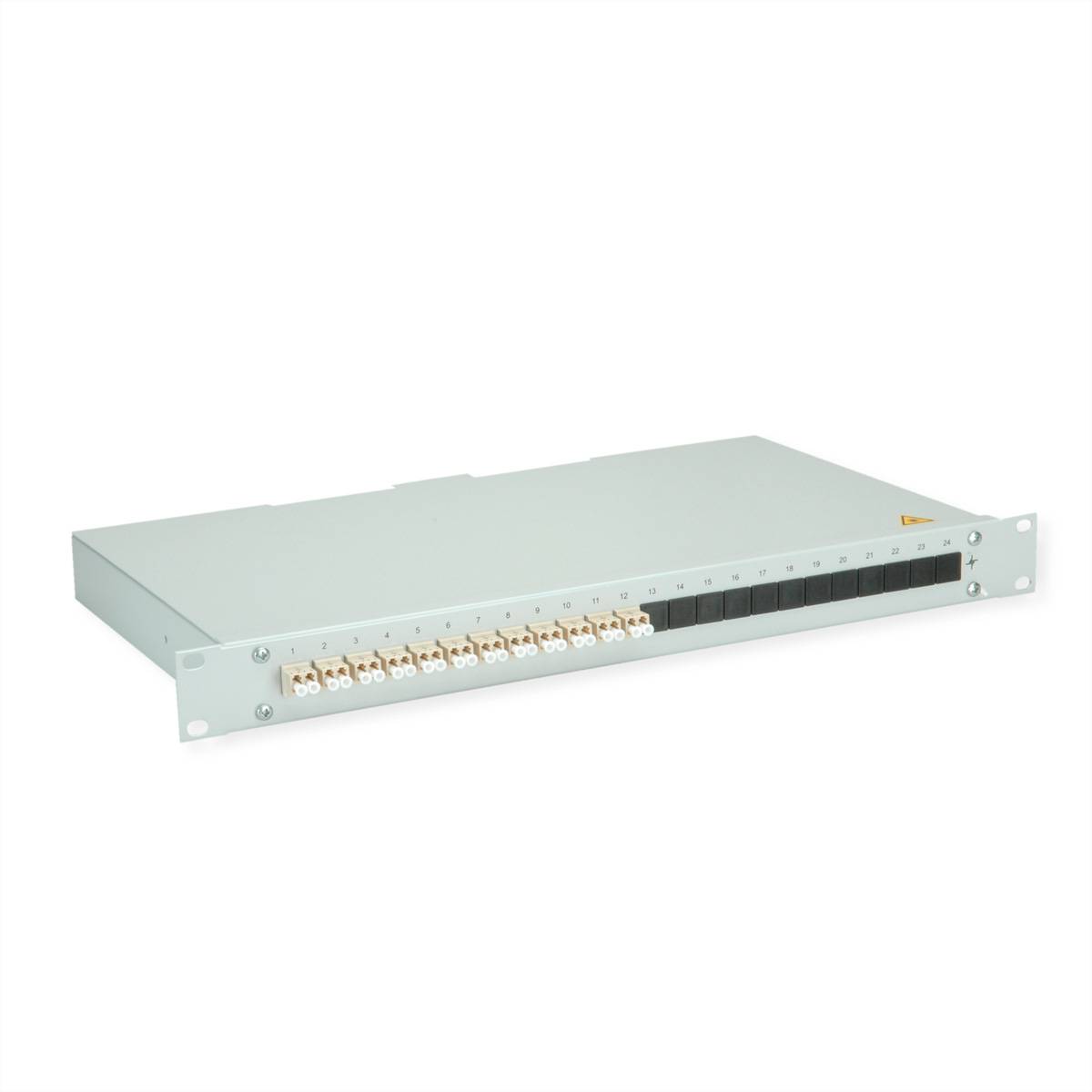 TELEGÄRTNER BASIS eco LWL-Panel mit Kupplungen & Pigtails, 12x LC Duplex, beige, OM2, Grade C