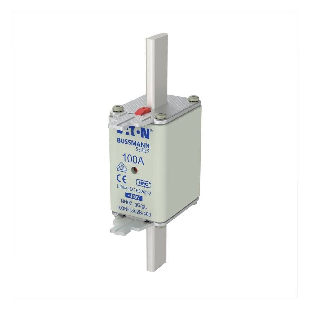 Eaton NH-Sicherung NH02, 100A, 400V AC, gL/gG, 120kA, Doppelkennmelder, Messerkontakte, 1 Stk.
