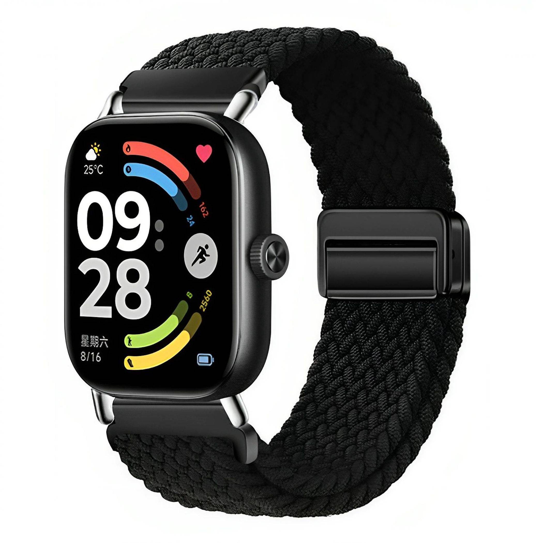 Smartwatch Nylon Armband für Honor Watch X5 Magnetischer Verschluss Schwarz