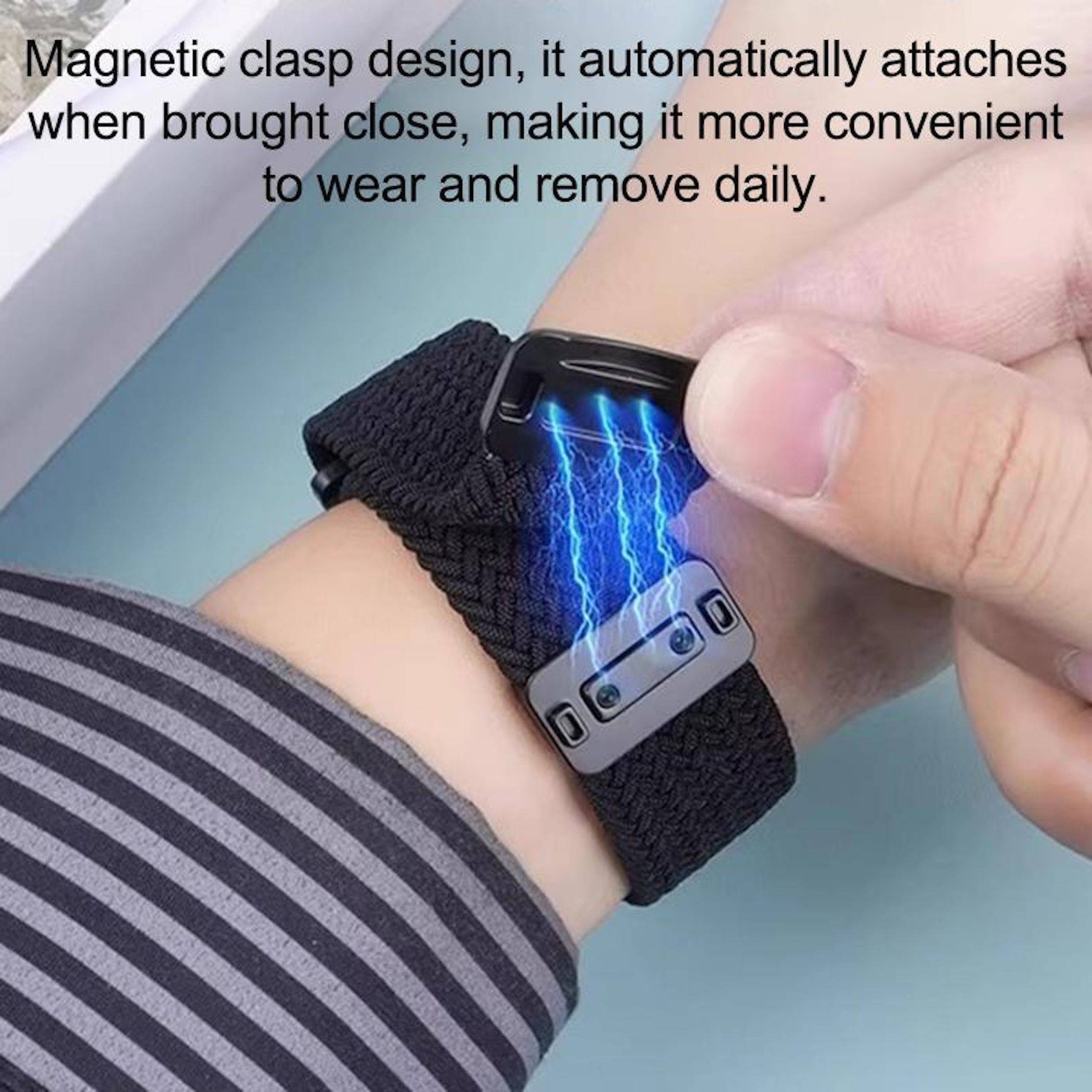 Smartwatch Nylon Armband für Honor Watch X5 Magnetischer Verschluss Schwarz