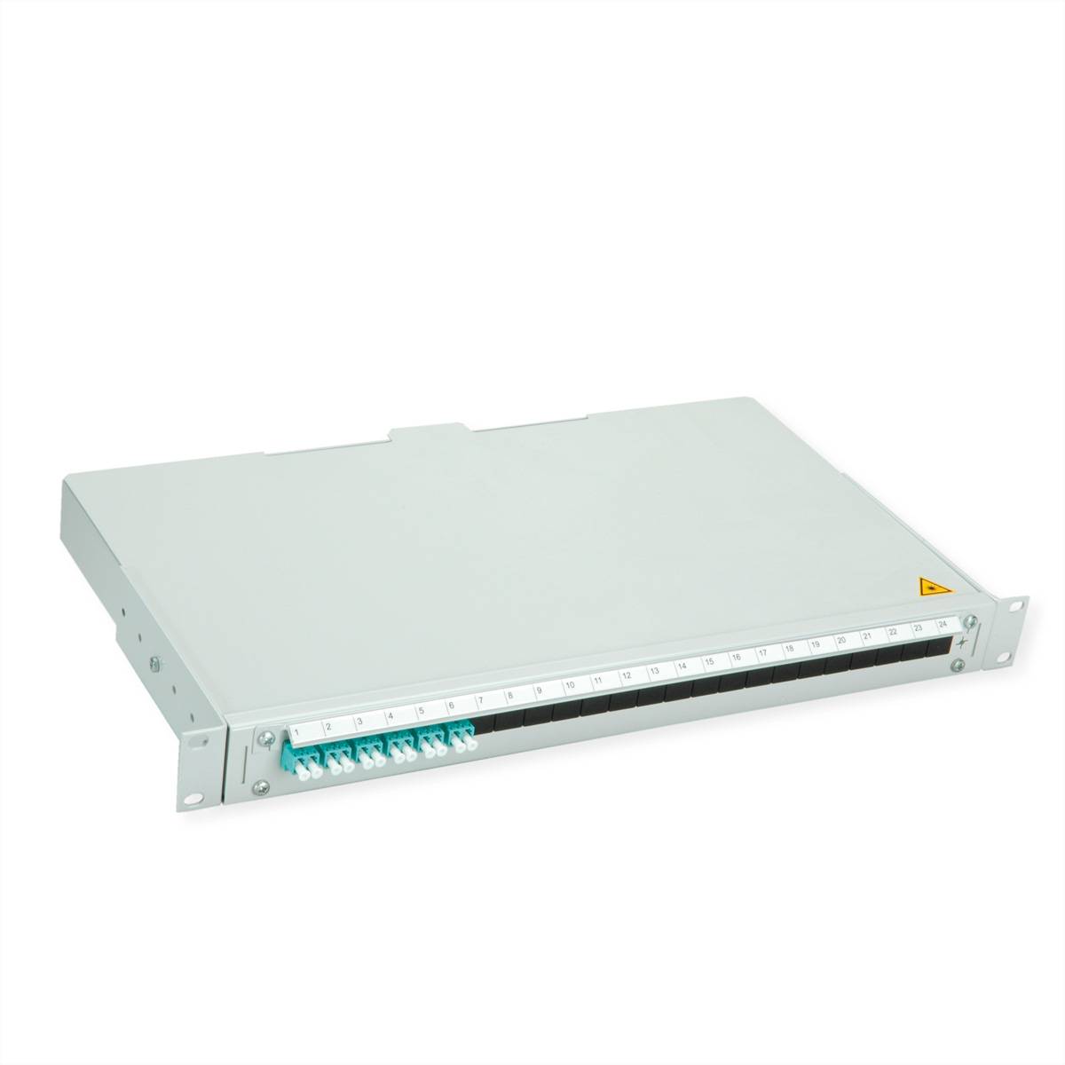 TELEGÄRTNER BASIS V LWL-Panel mit Kupplungen, 6x LC Duplex, türkis, OM3