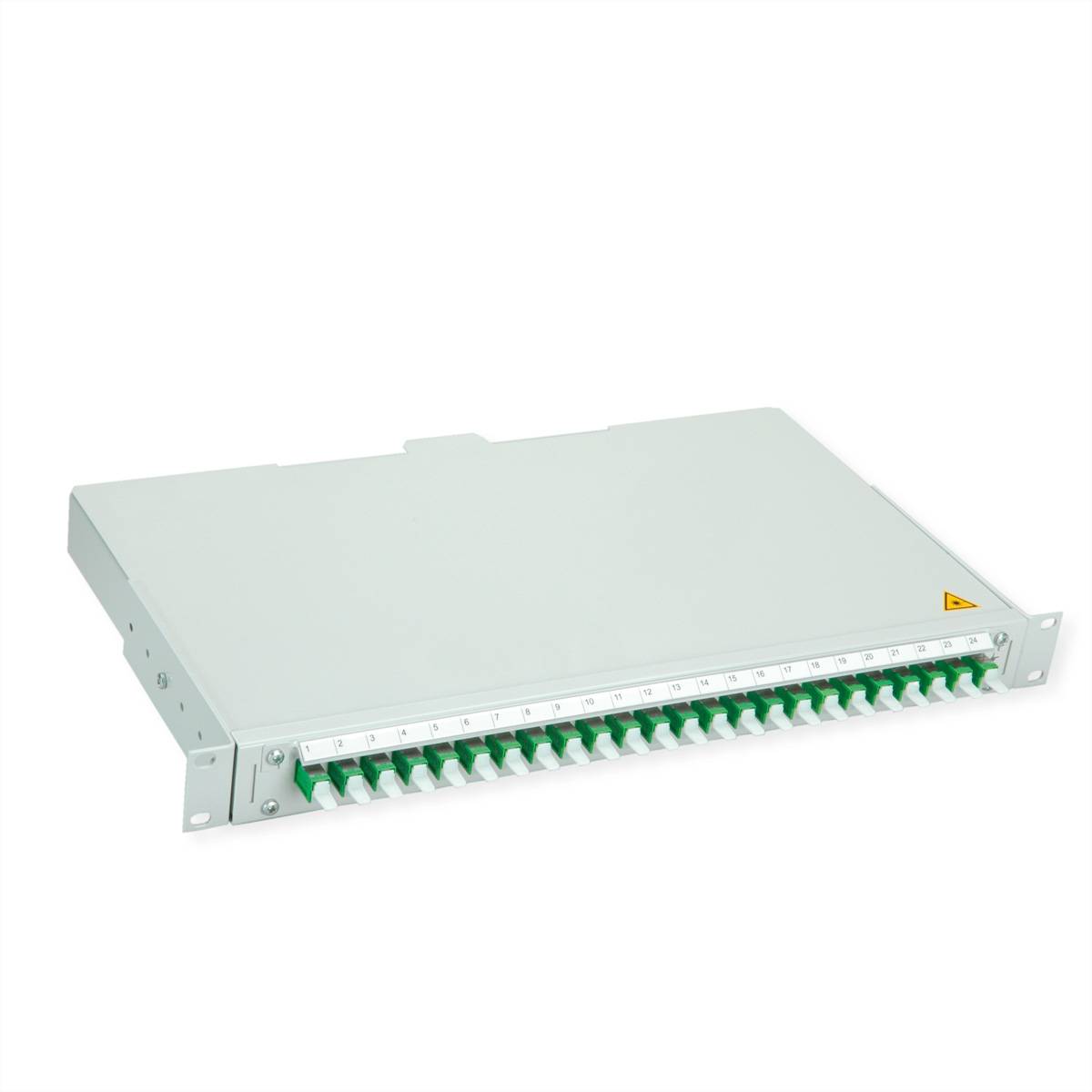 TELEGÄRTNER BASIS V LWL-Panel mit Kupplungen, 24x E2000, grün, OS2 APC