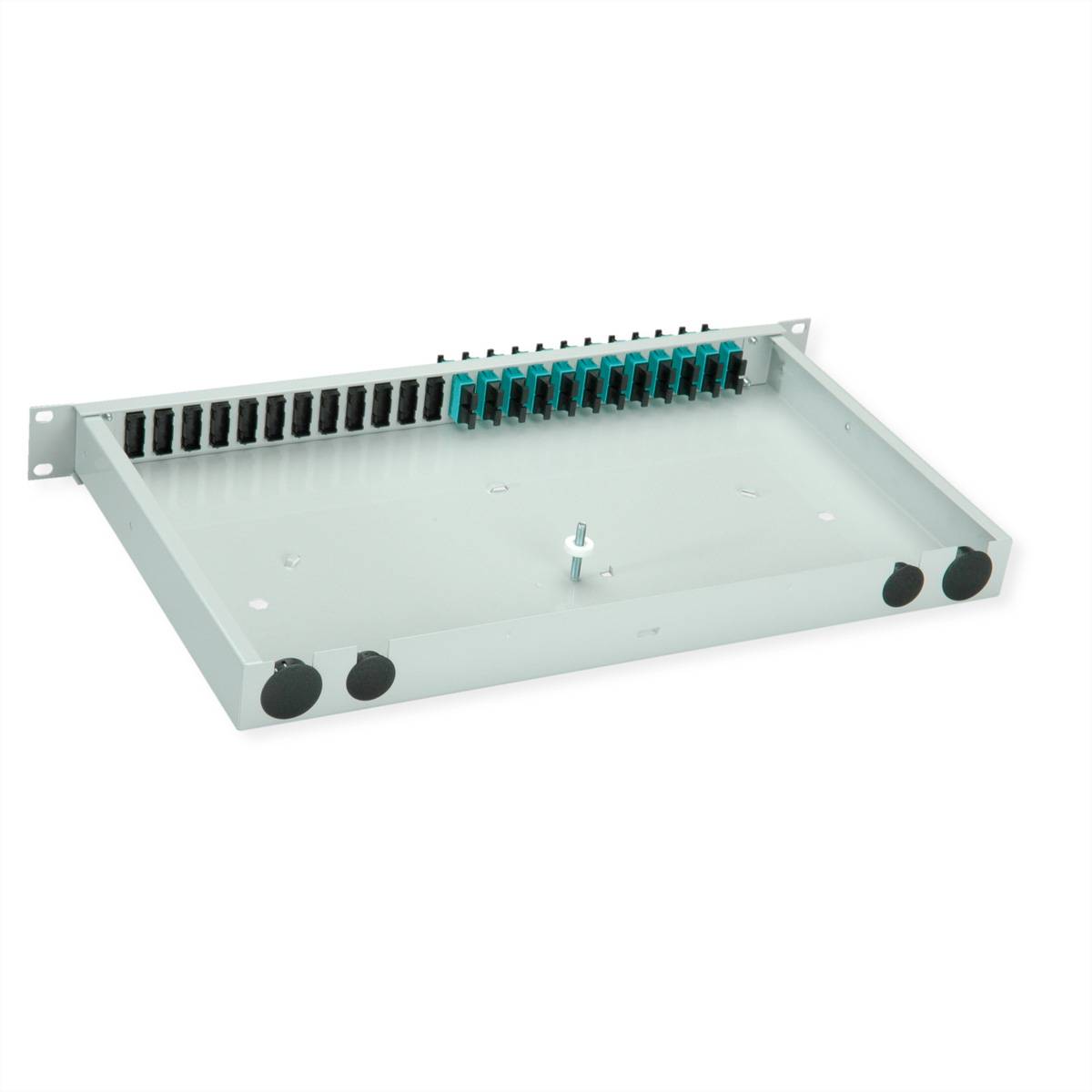TELEGÄRTNER BASIS eco LWL-Panel mit Kupplungen, 12x SC Duplex, türkis, OM3