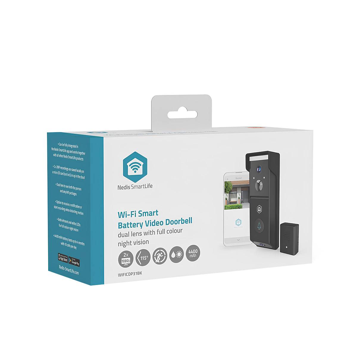 SmartLife Video-Tuersprechanlage| Batteriebetrieben| 2x Full HD 1080p| Cloud
