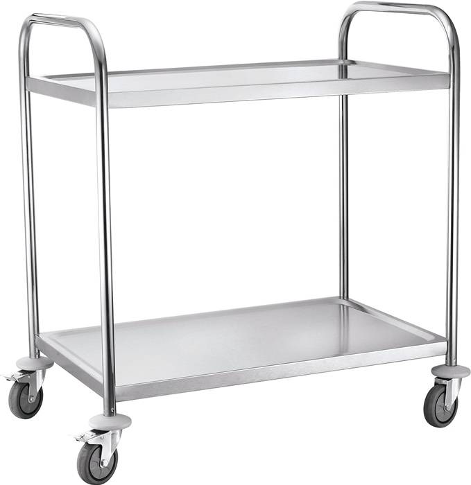 Tischwagen 2 Ladeflächen L820xB500mm silber Trgf.100kg RUXXAC