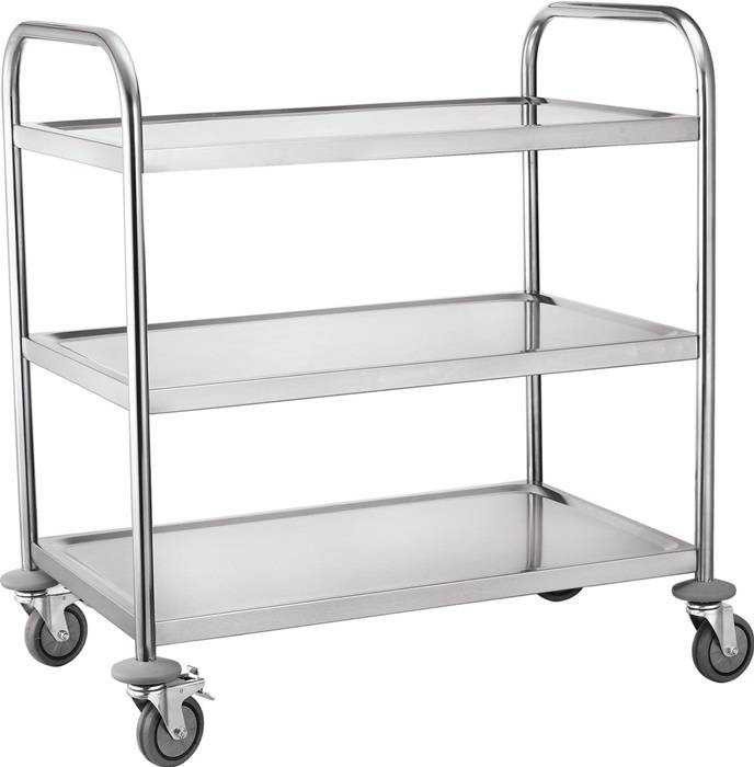 Tischwagen 3 Ladeflächen L820xB500mm silber Trgf.150kg RUXXAC
