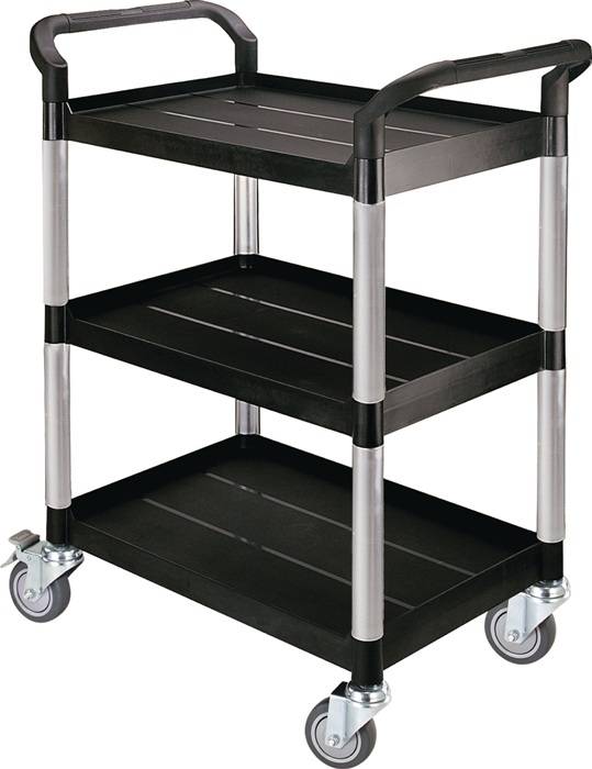 Tischwagen 3 Ladeflächen L680xB450mm schwarz Trgf.250kg RUXXAC