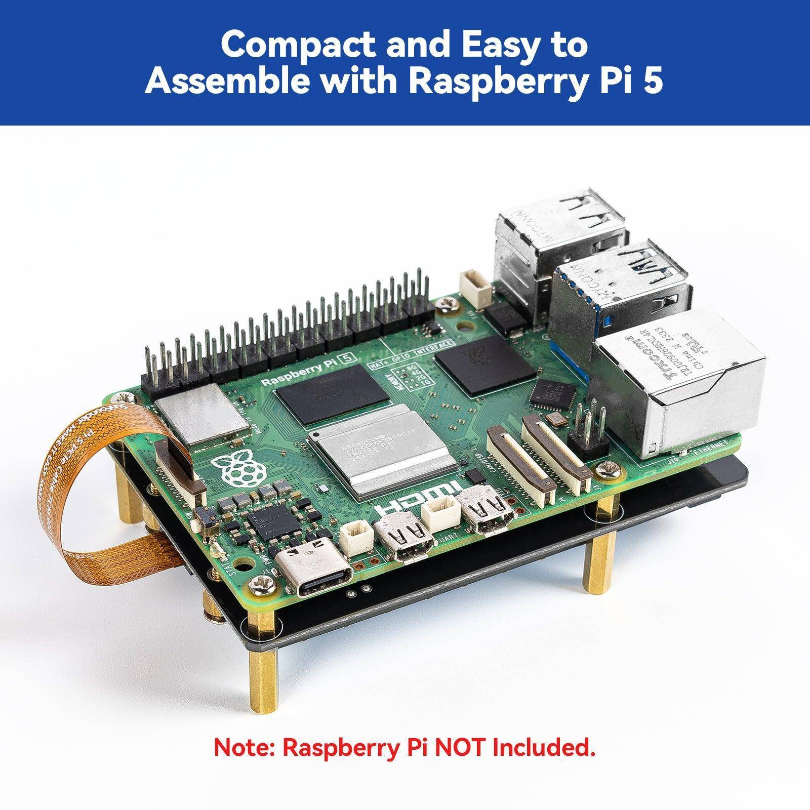 SunFounder Dual NVMe Raft für Raspberry Pi 5, PCIe Gen 2.0, 2x M-Key SSD, RAID 0/1, 3A pro Slot