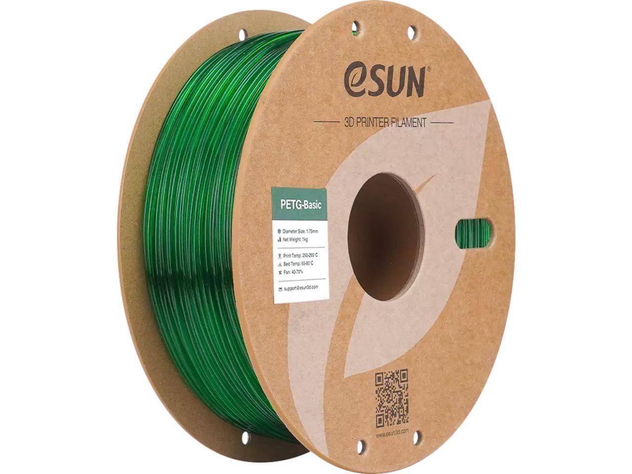 eSUN PETG-Basic Filament, 1,75mm, 1kg - Farbton: Translucent Green