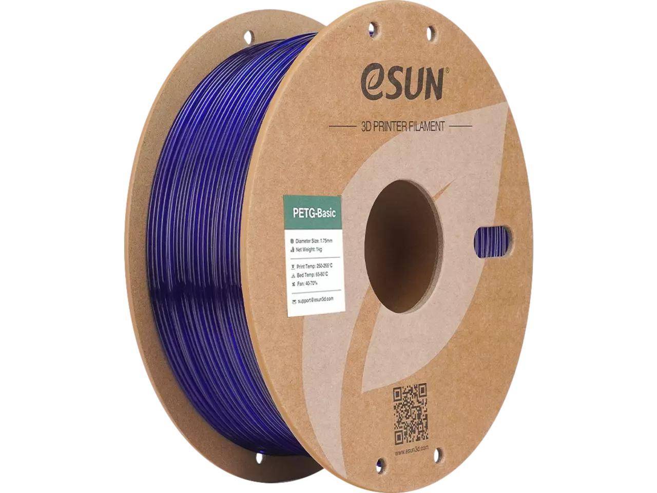eSUN PETG-Basic Filament, 1,75mm, 1kg - Farbton: Translucent Blue