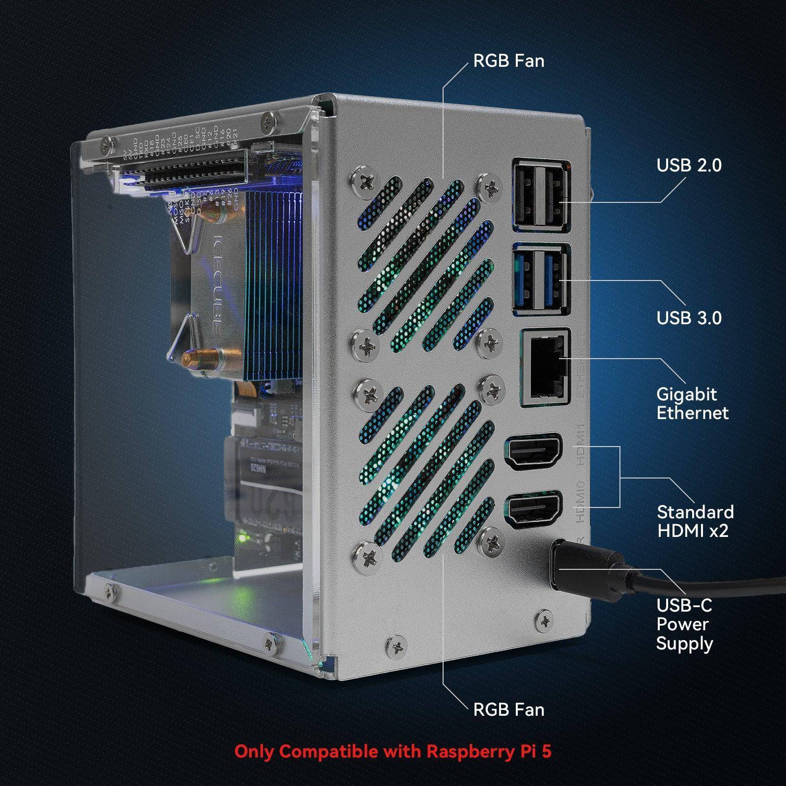 SunFounder Pironman 5, Mini PC Gehäuse für Raspberry Pi 5, PCIe M.2 NVMe SSD