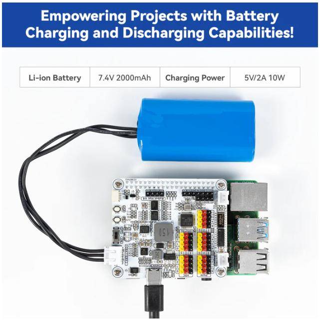SunFounder Robot HAT Expansion Board, 12 PWM-Kanäle, 4 digitale Signale, 4-Kanal 12-Bit ADC, 5V/3A