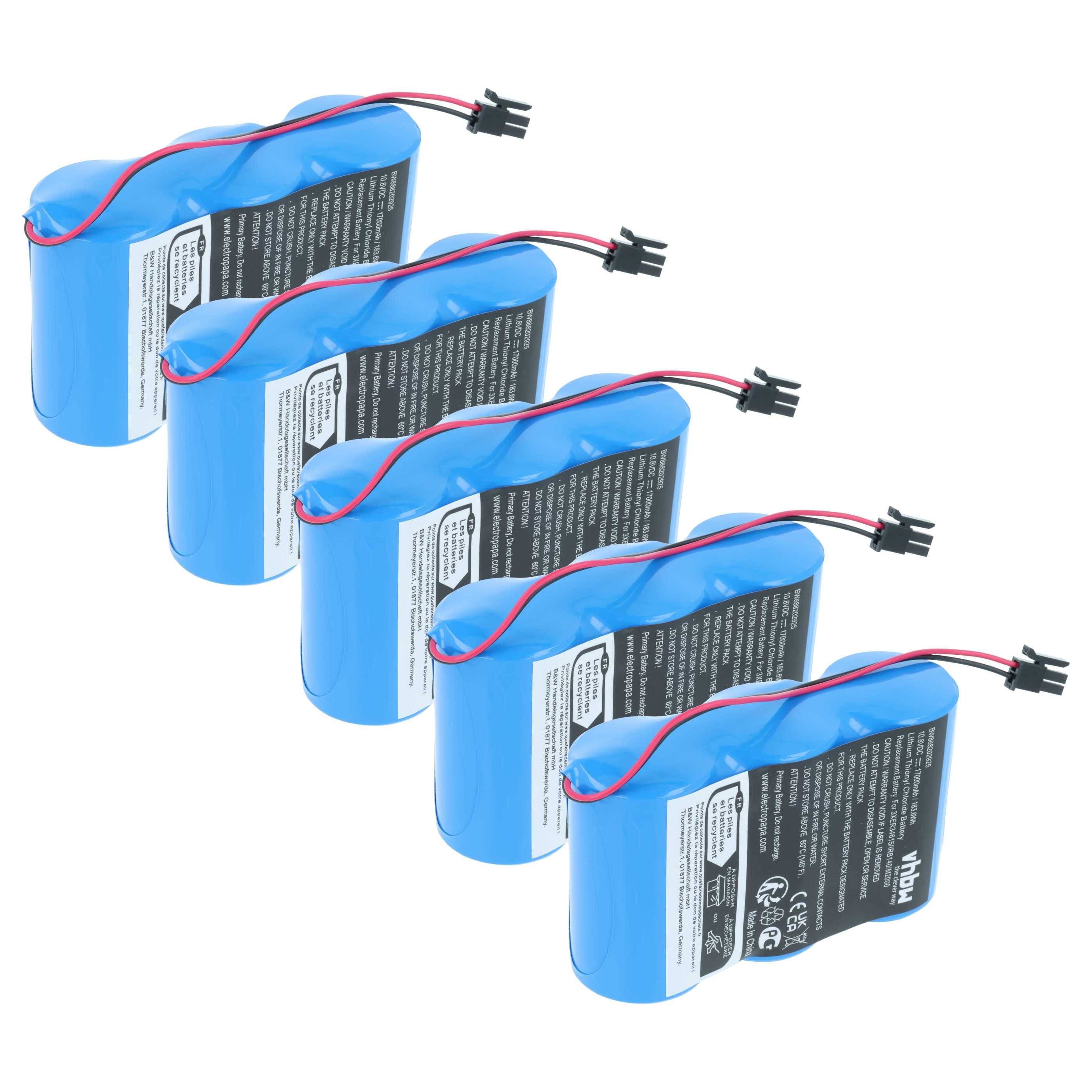 vhbw 5x Batterie kompatibel mit ABB IRB 6620 M2004, 7600, 6600 M2000A, 6600 M2004, 6600 M2000 Industrieroboter (17000