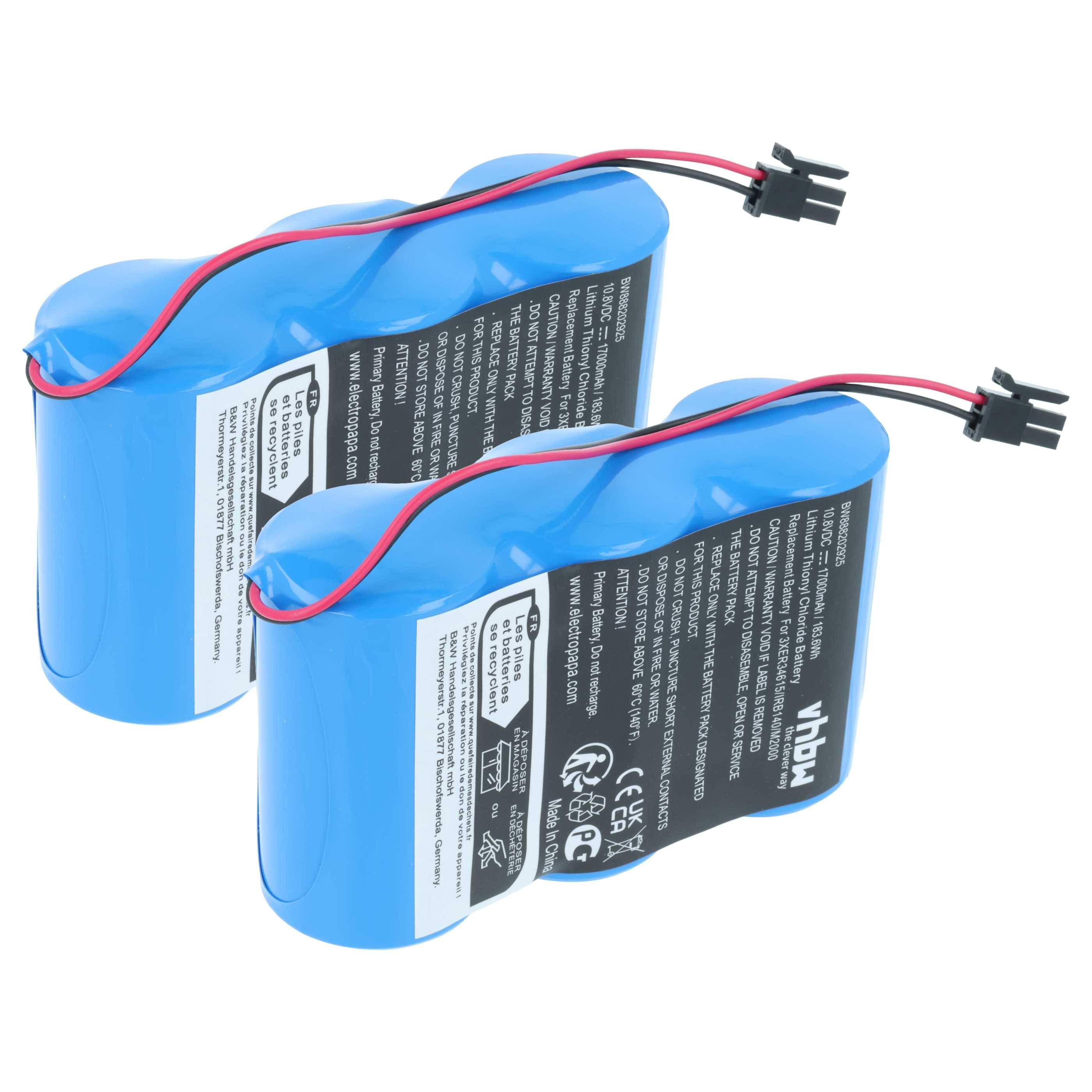 vhbw 2x Batterie Ersatz für ABB 3HAC13150-1 | 3HAC16831-1, 3HAC 16831-1, 41A030BJ0001 für Industrieroboter (17000 mAh