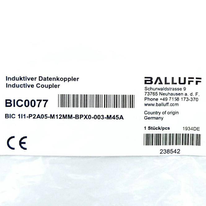 BALLUFF Induktiver Datenkoppler BIC 1I1-P2A05-M12MM-BPX0-003-M45A (BIC 1I1-P2A05-M12MM-BPX0-003-M45A)