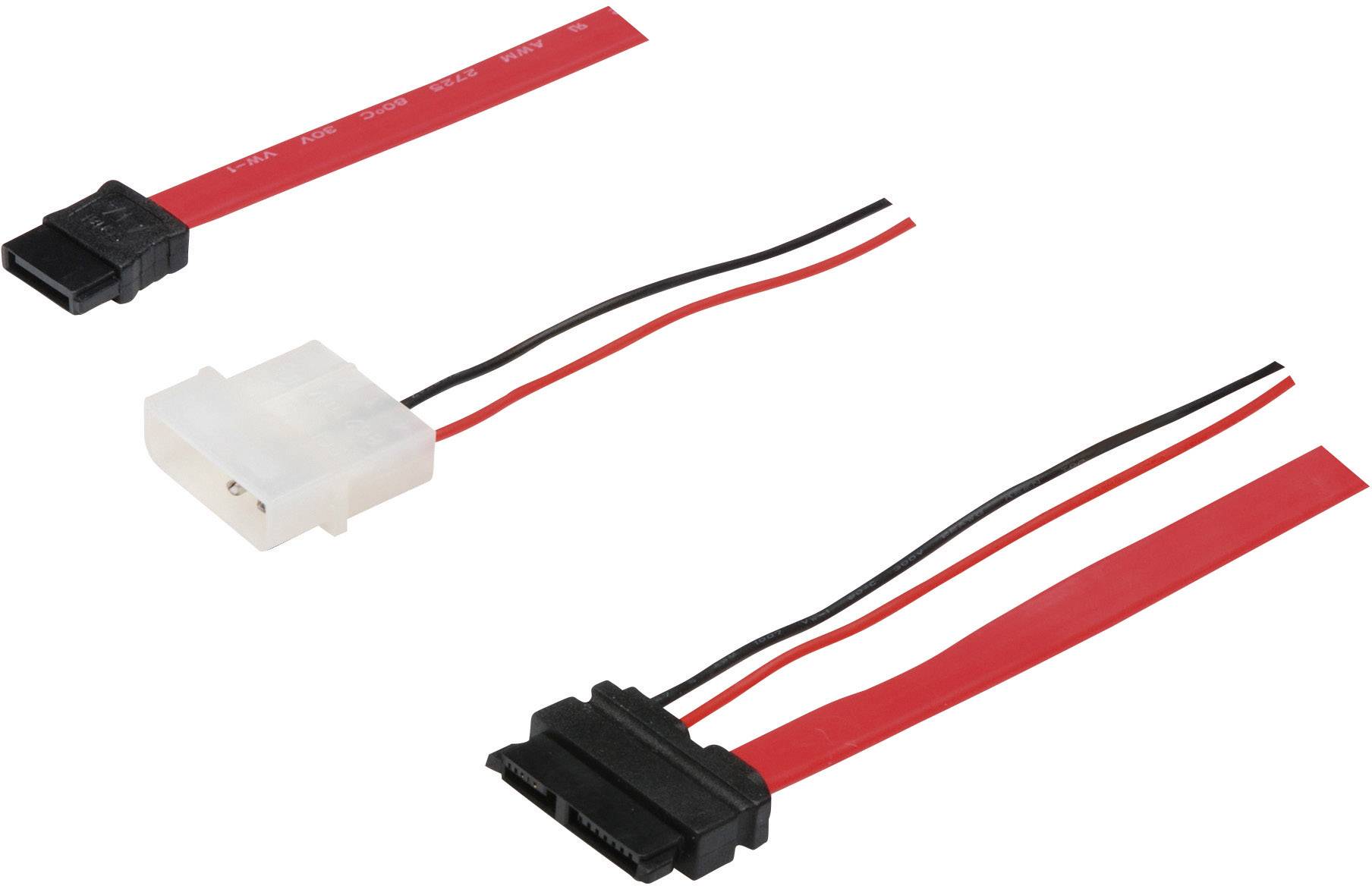 Digitus Festplatten Anschlusskabel [1x SATA-Buchse 7pol. - 1x Slimline-SATA-Kombi-Buchse 7+6pol.] 0.50 m Rot