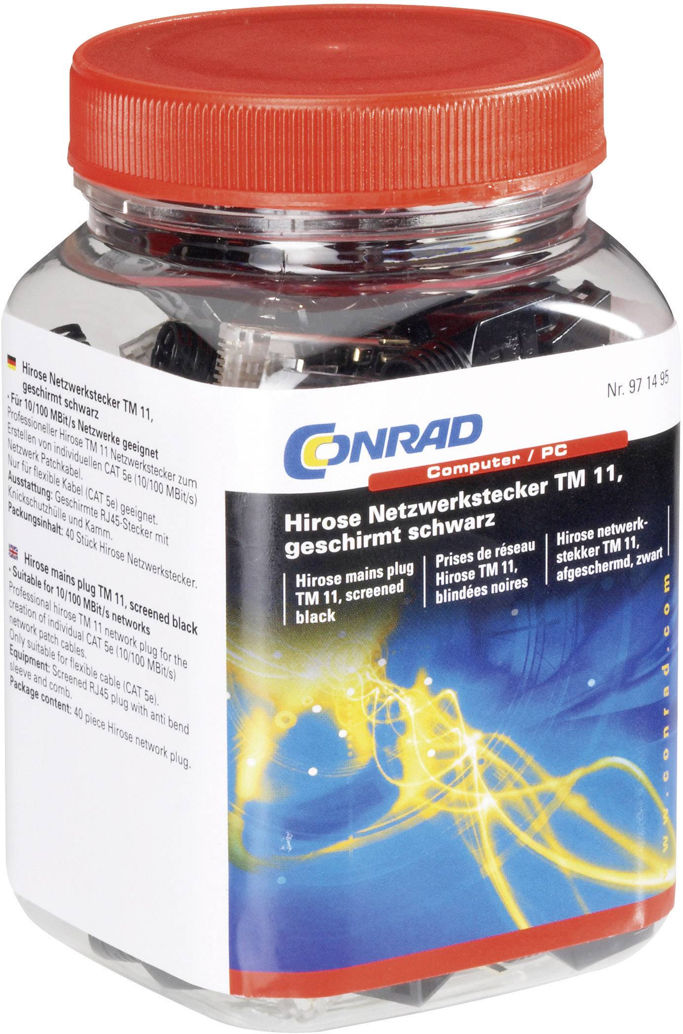 Hirose Electronic TM 11 RJ45-Steckverbinder TM 11, geschirmt CAT5e 602822 Stecker, gerade Pole: 8P8C Schwarz 40St.