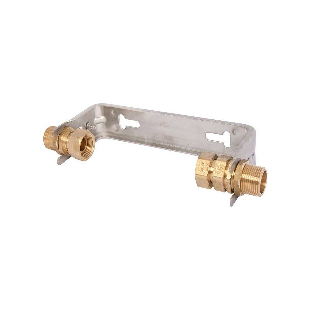 Schlösser Wasserzähler-Einbaubügel waagerecht mit Verschraubung, starr, Dauerdurchfluss Q3 10m3/h, 1" x 1", Edelstahl