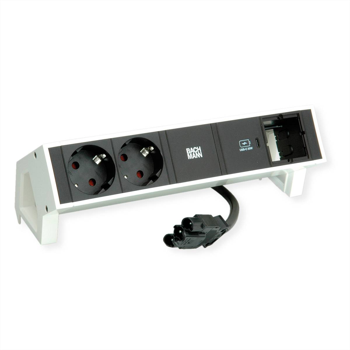 BACHMANN DESK2 2xSchutzkontakt USB C, USB Charger 30W 1xABD 0,2m GST18 weiss
