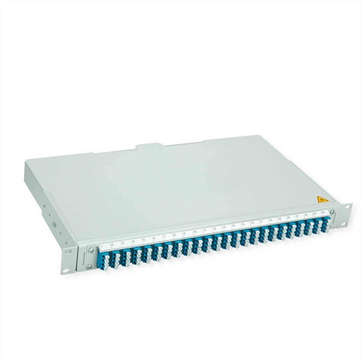 TELEGÄRTNER BASIS V LWL-Panel mit Kupplungen & Pigtails, 24x LC Quad, grün, OS2 PC