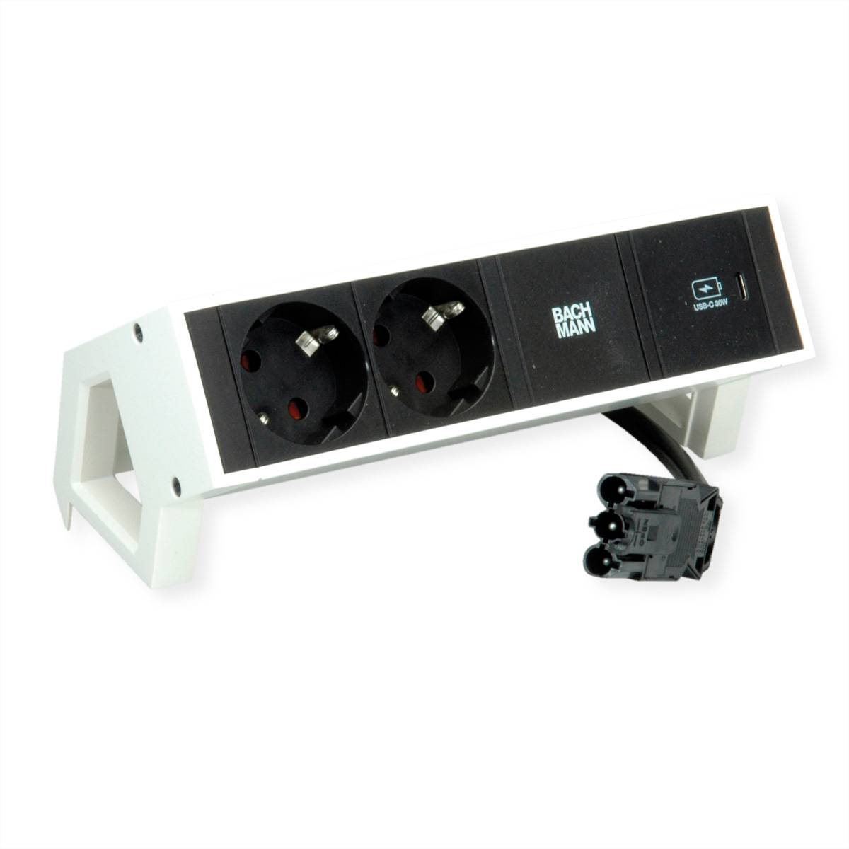BACHMANN DESK2 2xSchutzkontakt USB C, USB Charger 30W 0,2m GST18 weiss