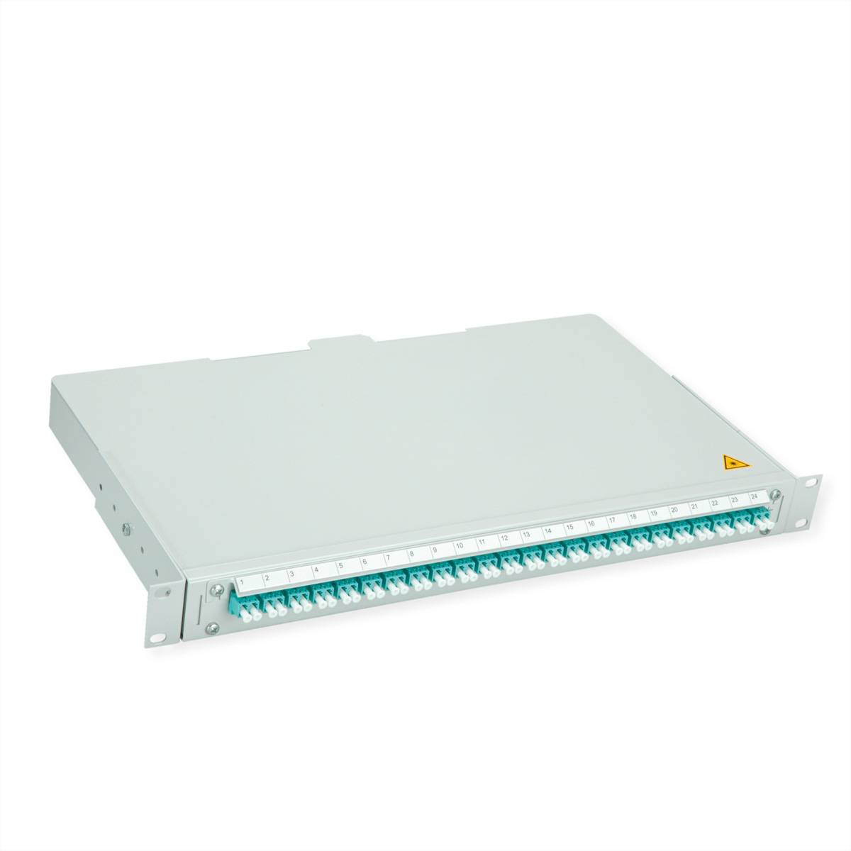 TELEGÄRTNER BASIS V LWL-Panel mit Kupplungen & Pigtails, 24x LC Duplex, türkis, OM3