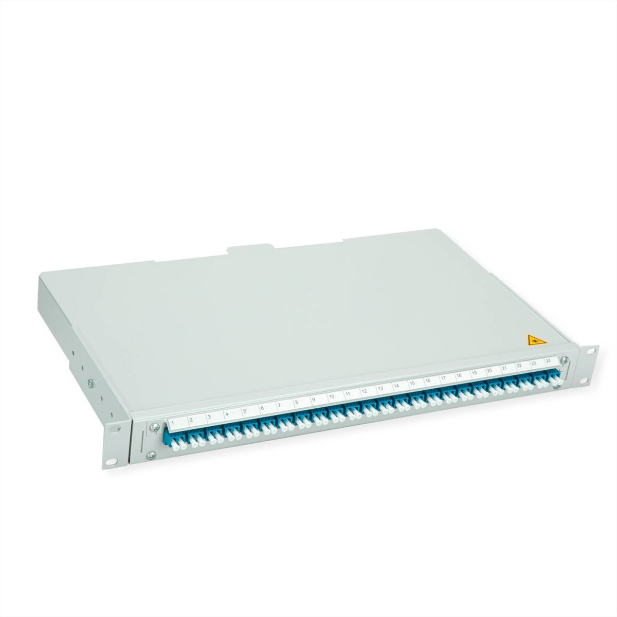 TELEGÄRTNER BASIS V LWL-Panel mit Kupplungen & Pigtails, 24x LC Duplex, blau, OS2 PC