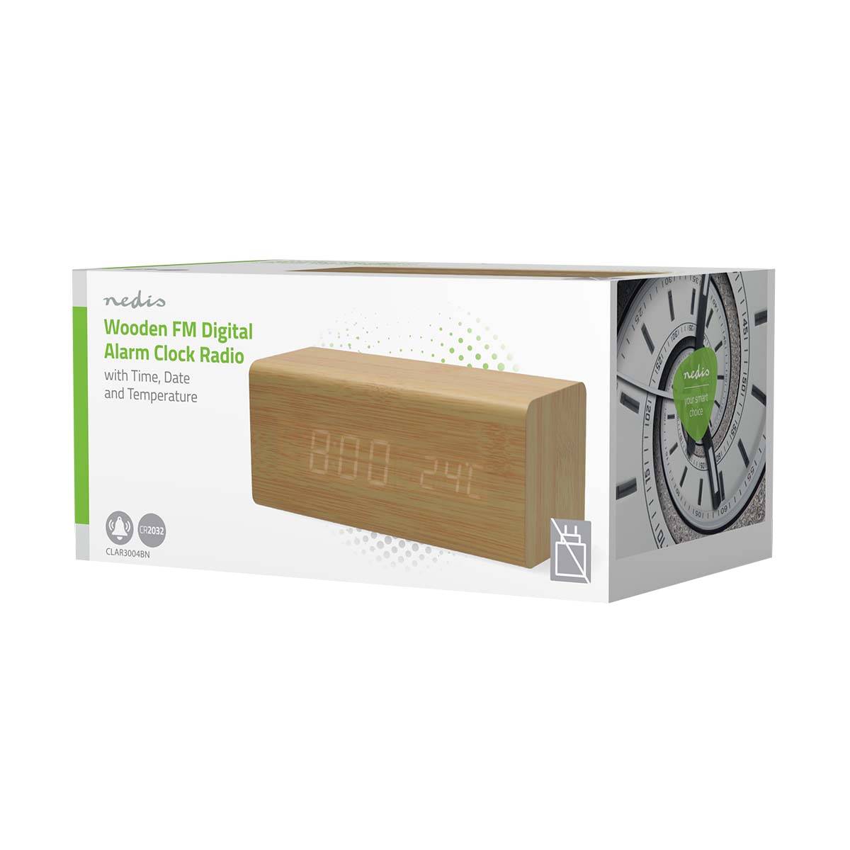 LED FM Radiowecker mit Snooze, Datum und Thermometer Beige