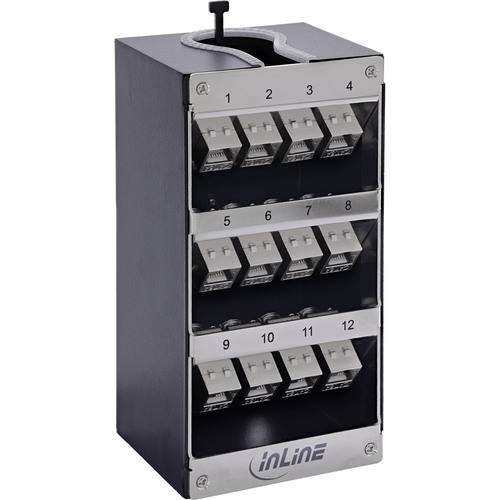 InLine® Verteilerkasten 12-Port Cat.6A Wand-/Hutschiene inkl. Keystone-Module Keystones &