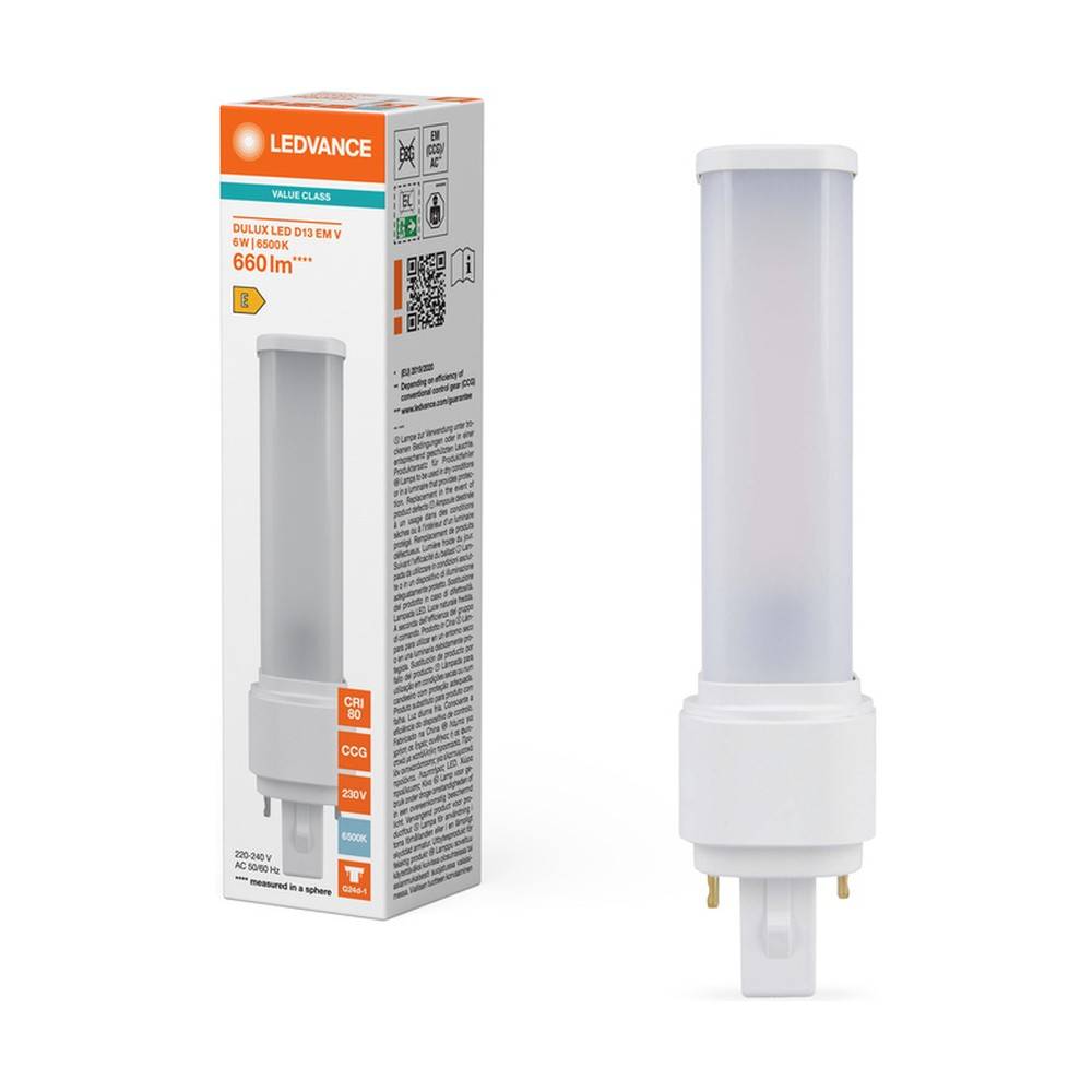Ledvance DULUX LED D EM &amp; AC Mains Value 6W 660lm - 865 Tageslichtweiß | Ersatz Für 13W
