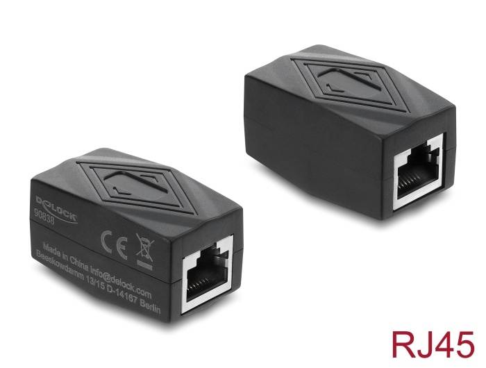 Delock Adapter Kuppl. RJ45 Bu> Cat.6 geschirmt schwarz