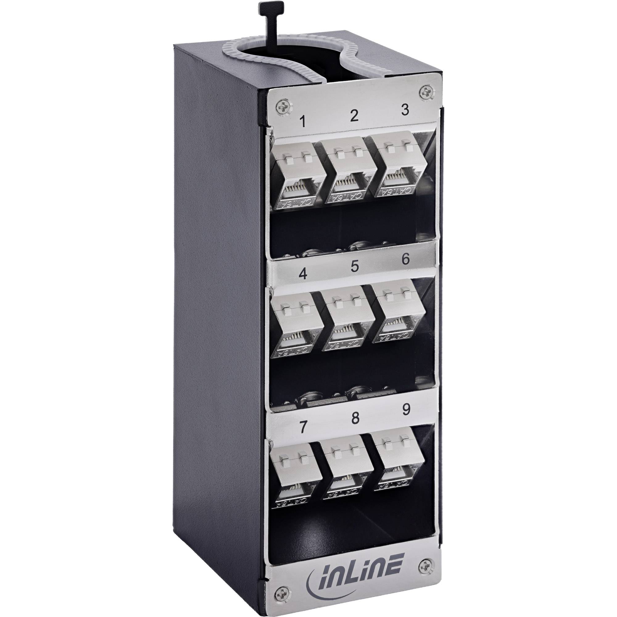 InLine® Verteilerkasten 9-Port Cat.6A Wand-/Hutschiene inkl. Keystone-Module Netzwerk-Infrastruktur