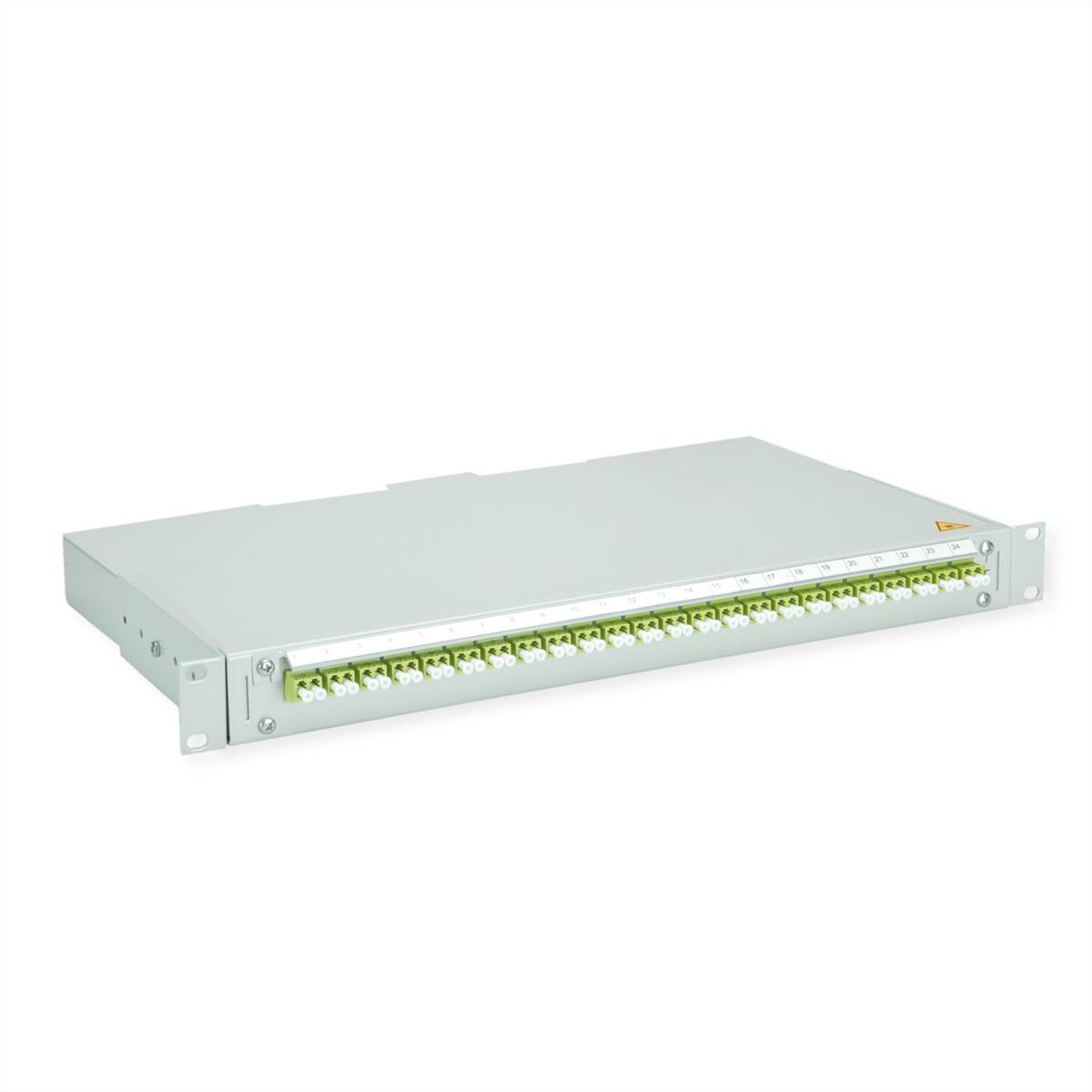 TELEGÄRTNER BASIS V LWL-Panel mit Kupplungen & Pigtails, 24x LC Duplex, lindgrün, OM5