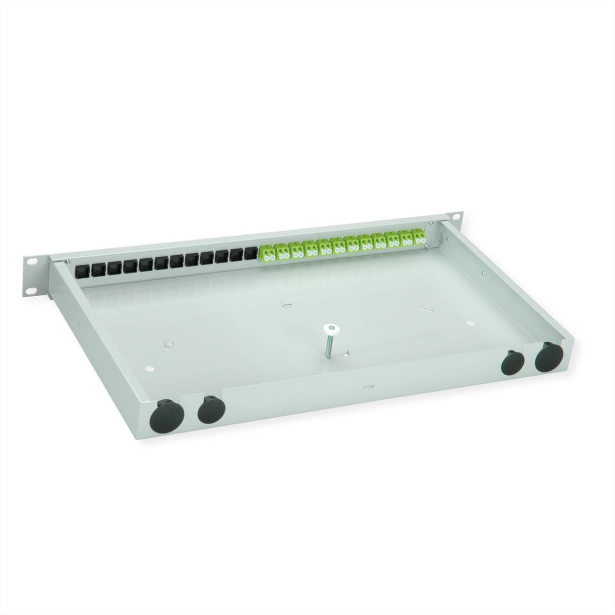 TELEGÄRTNER BASIS eco LWL-Panel mit Kupplungen, 12x LC Duplex, lindgrün, OM5