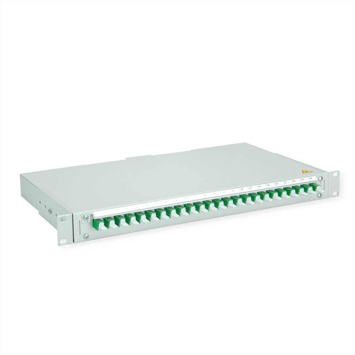 TELEGÄRTNER BASIS V LWL-Panel mit Kupplungen & Pigtails, 24x E2000, OS2 grün APC