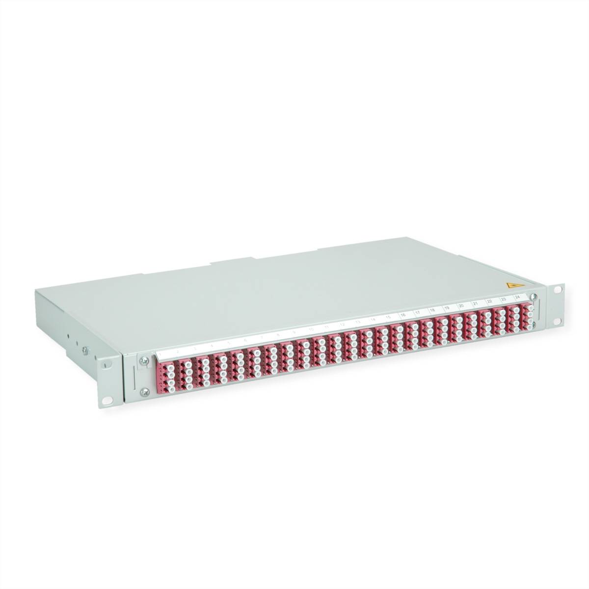 TELEGÄRTNER BASIS V LWL-Panel mit Kupplungen & Pigtails, 24x LC Quad, violett, OM4