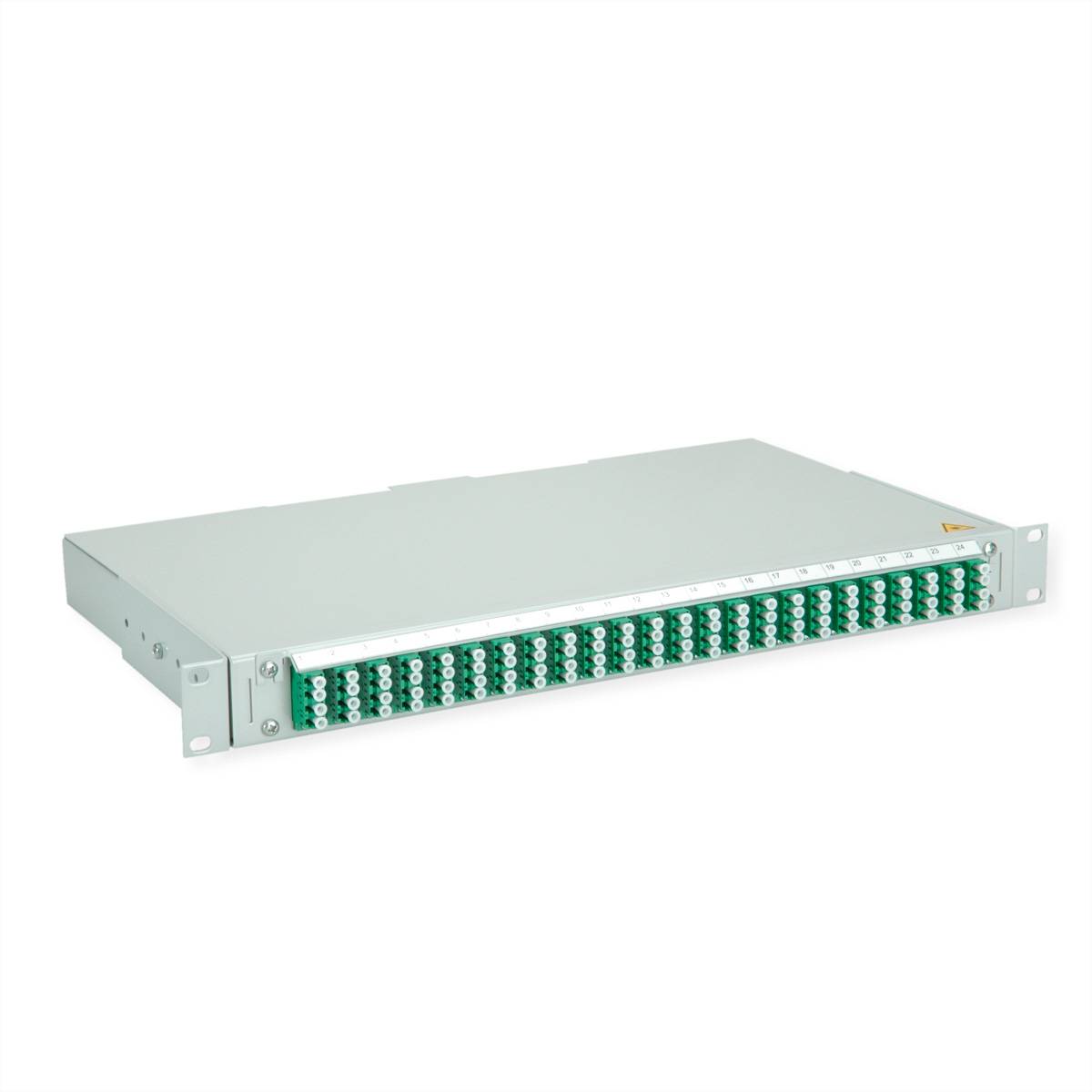 TELEGÄRTNER BASIS V LWL-Panel mit Kupplungen & Pigtails, 24x LC Quad, grün, OS2 APC