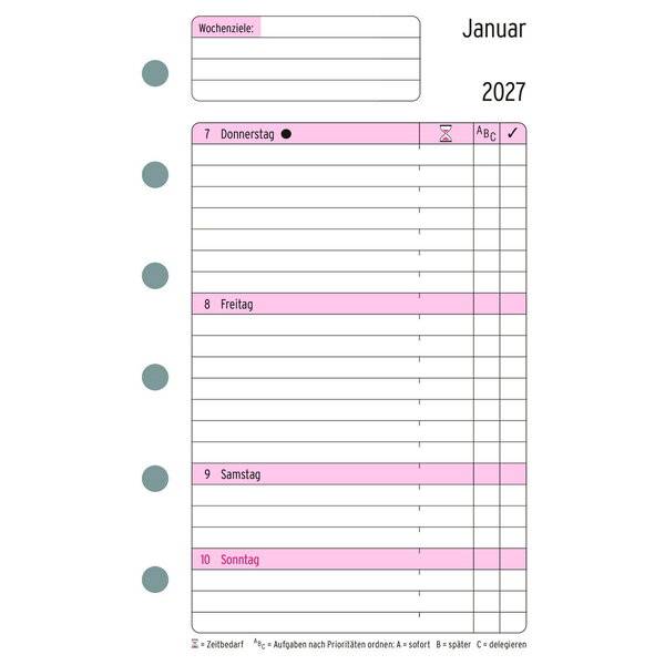 Wochenplan Mini 1 Woche/2 Seiten Kalendarium 2017 weiß