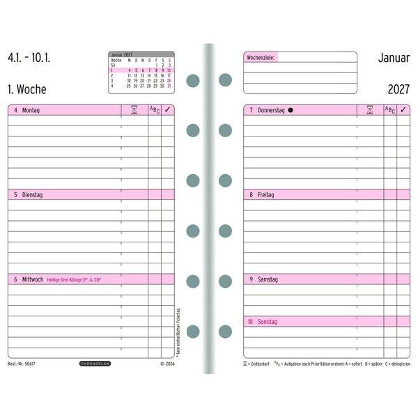 Wochenplan Mini 1 Woche/2 Seiten Kalendarium 2017 weiß