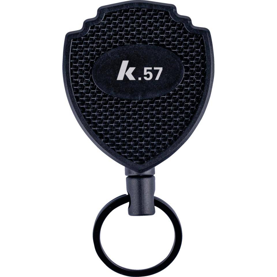 K.57 Schlüsselrolle, Federstahl-Gürtelclip, ABS-Kunststoff, Kevlarseil