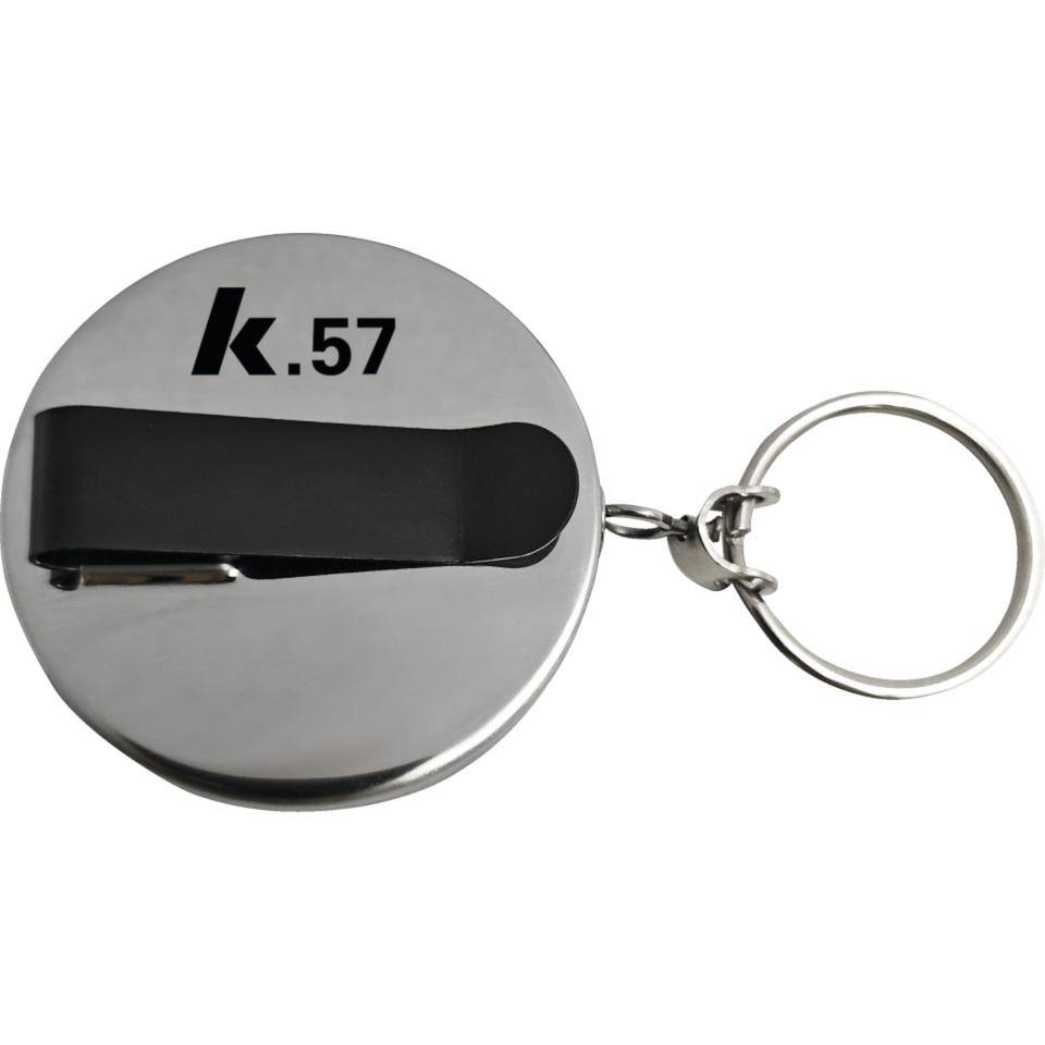 K.57 Schlüsselrolle, mit Clip, Edelstahlkette, silber, Metallgehäuse