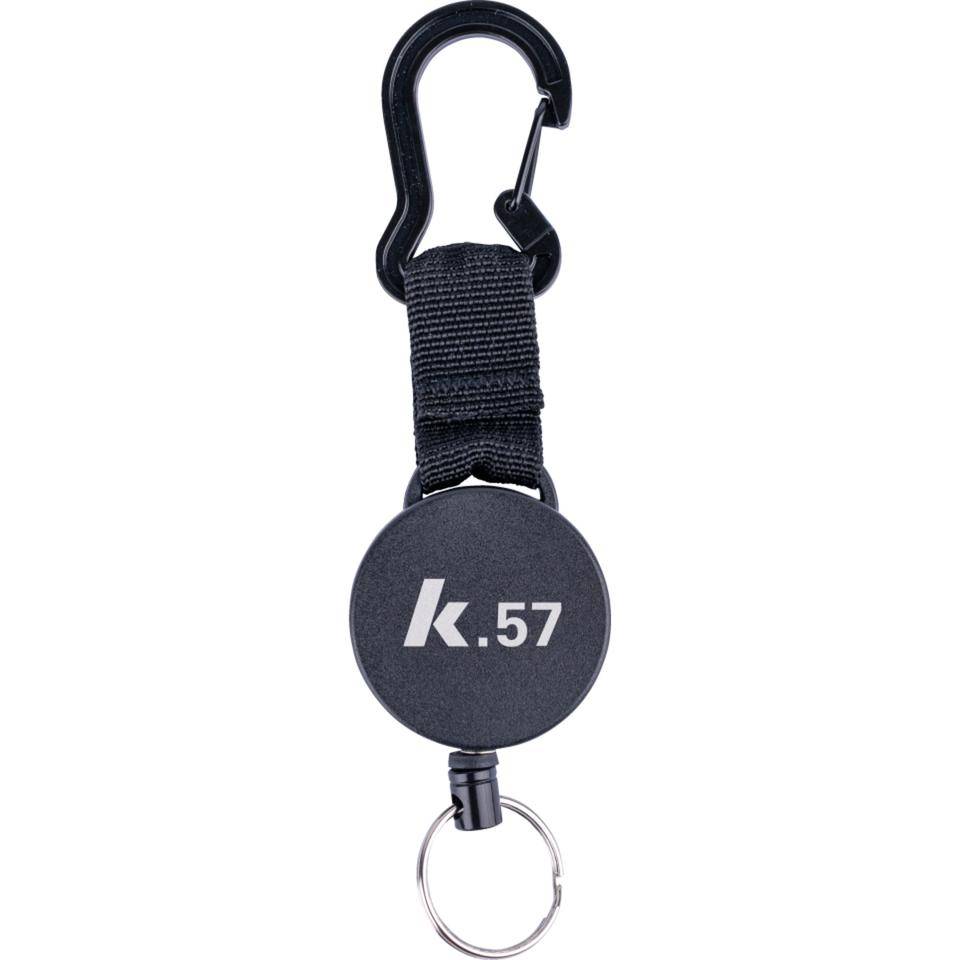 K.57 Schlüsselrolle m.Karabiner,ausziehbares Kevlarseil,schwarz,Kunststoff 120cm