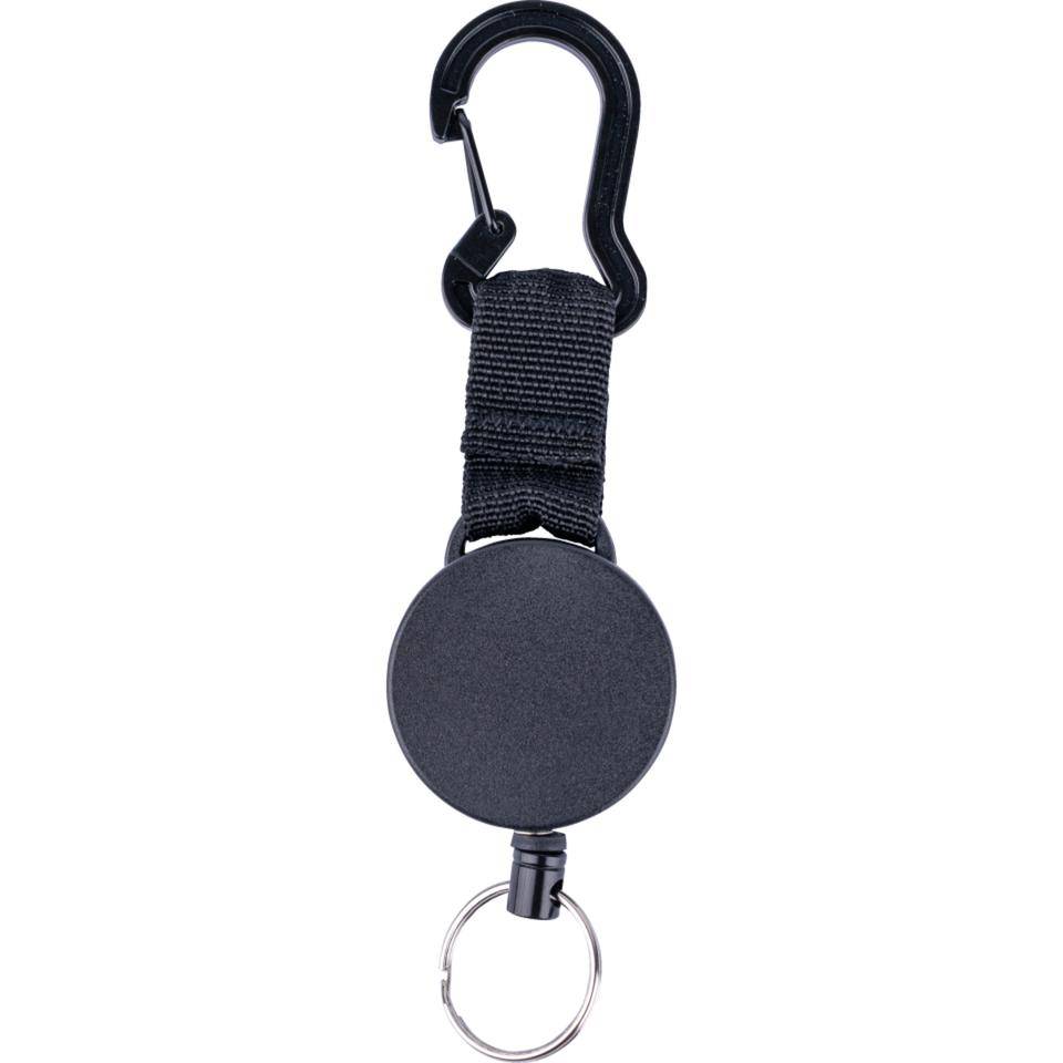 K.57 Schlüsselrolle m.Karabiner,ausziehbares Kevlarseil,schwarz,Kunststoff 120cm