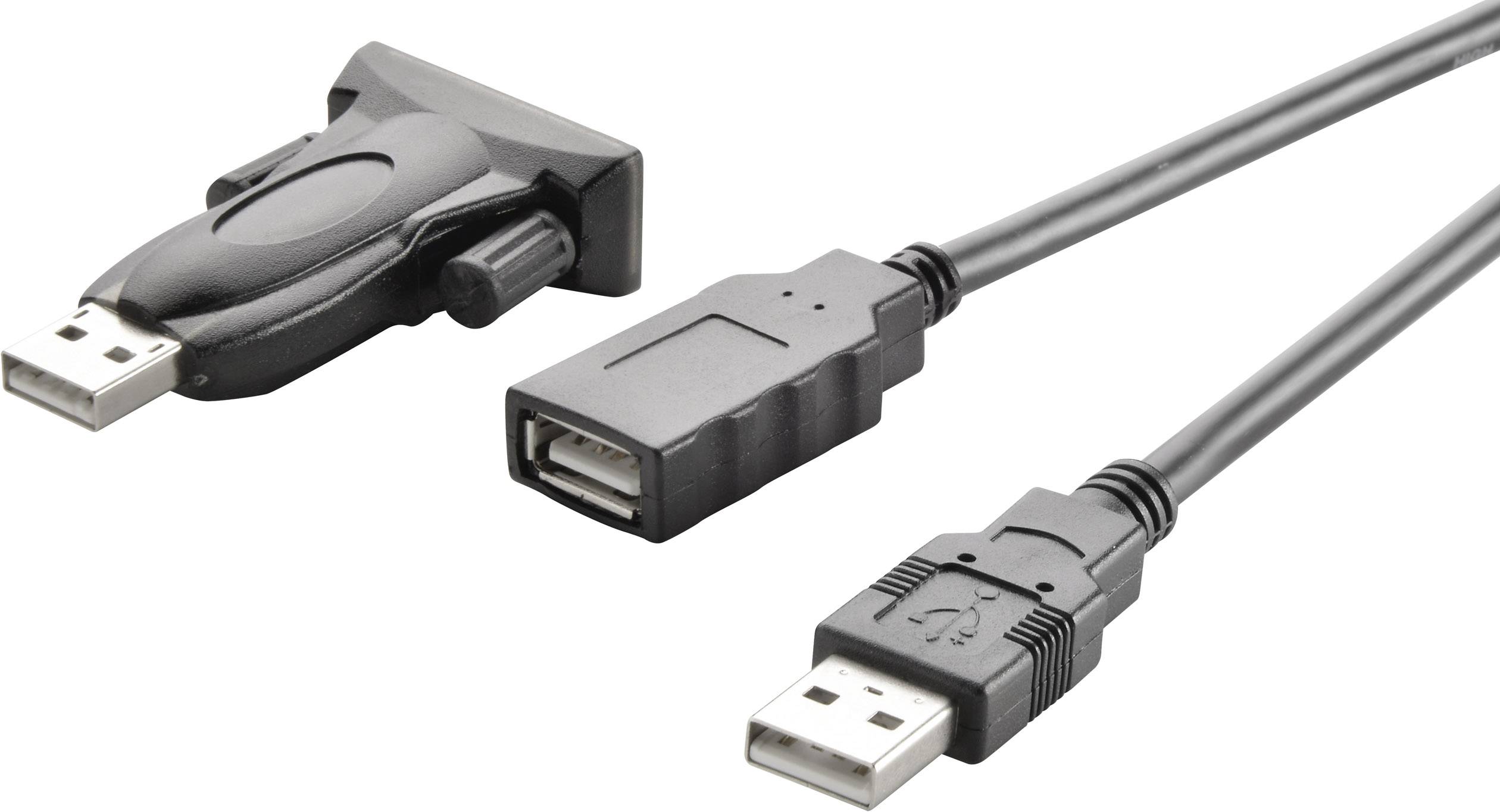 Seriell, USB 2.0 Anschlusskabel [1x USB 2.0 Stecker A - 1x D-SUB-Stecker 9pol.] 1.00m vergoldete Steckkontakte