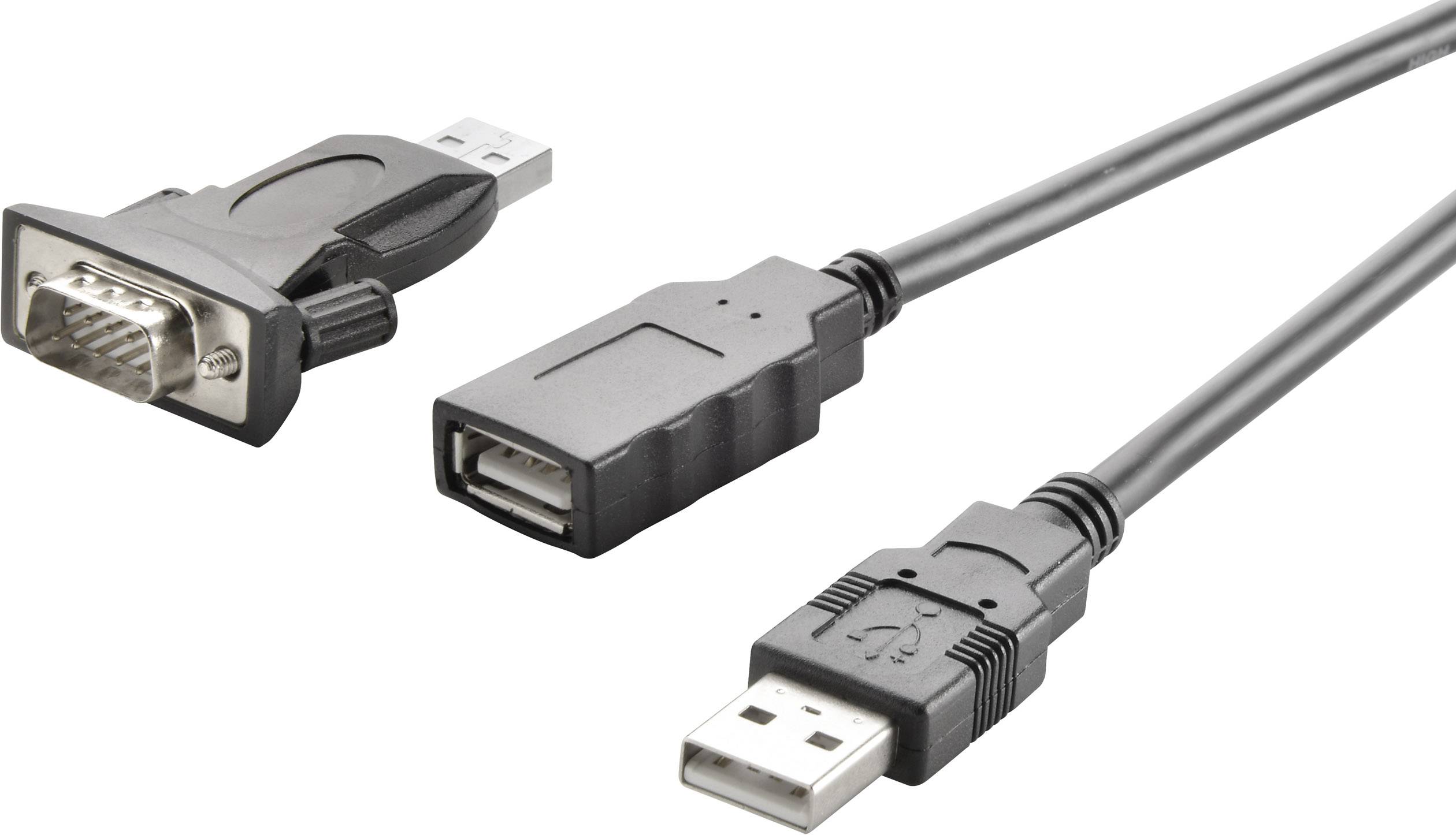 Seriell, USB 2.0 Anschlusskabel [1x USB 2.0 Stecker A - 1x D-SUB-Stecker 9pol.] 1.00m vergoldete Steckkontakte