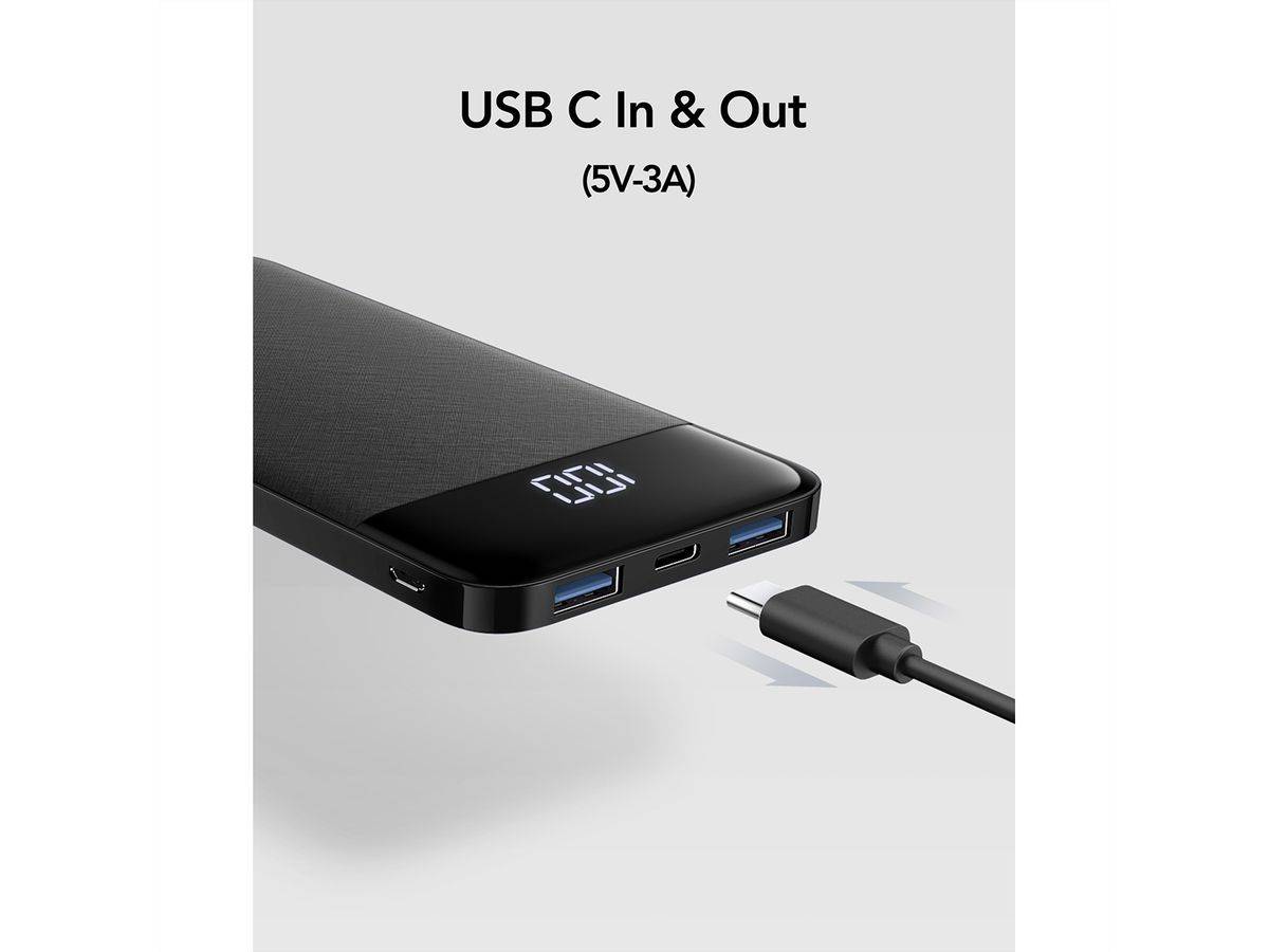 Charmast Powerbank W1056 10000mah black, Ultraslim Powerbank Universal Kompatibel Powerbank mit 10.000mah Kapazität Ein
